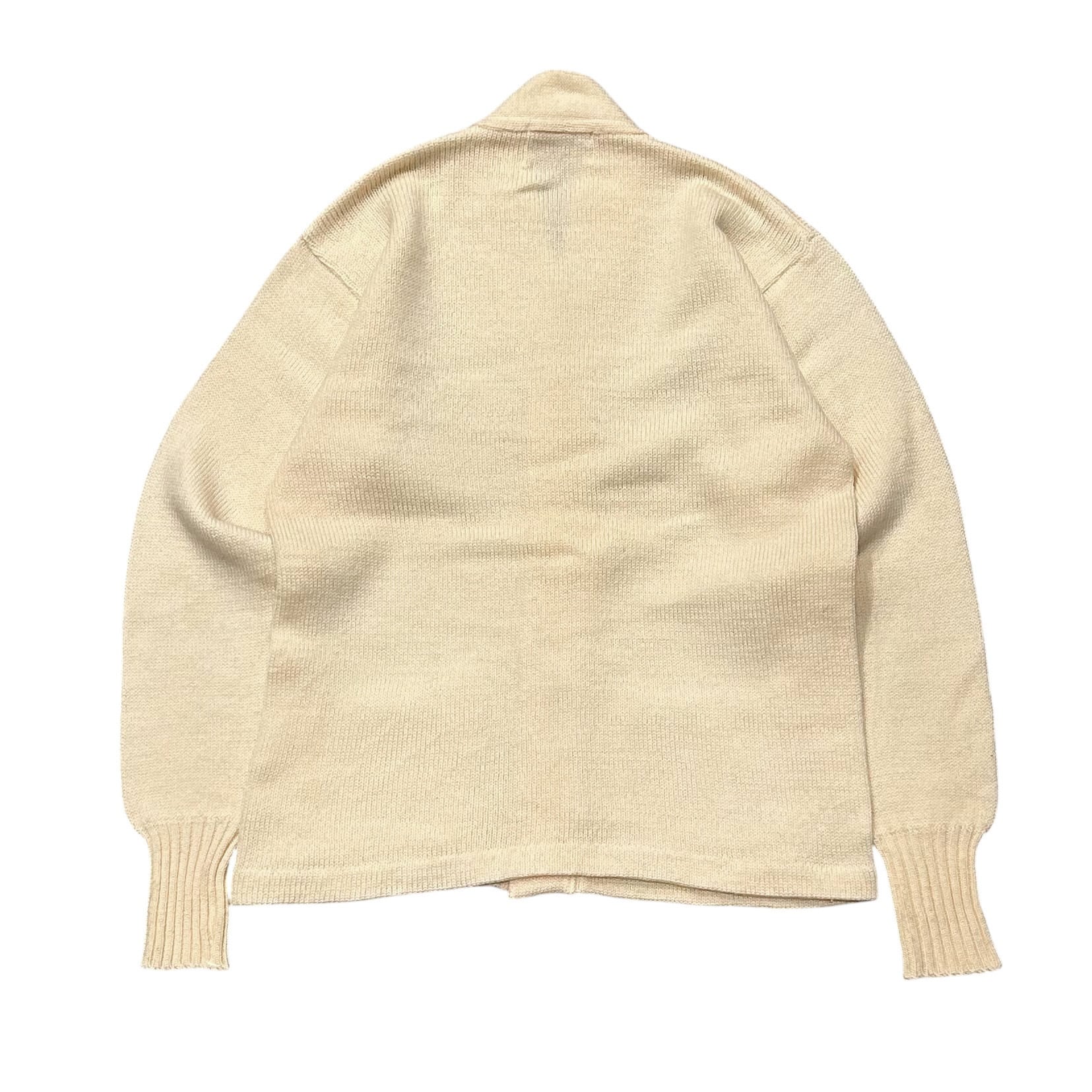 60's Revere Lettered Cardigan / レタードカーディガン 無地 古着