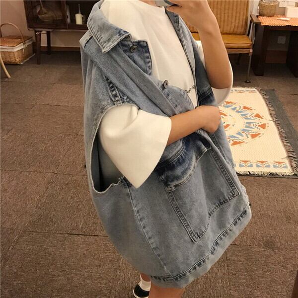 大きいサイズ レディース 新作 21 夏新作レディース アウター 夏 デニムジャケット デニム ベスト レディース ベスト レディース ベスト 夏 ノースリーブ ベスト 前ボタン トップス フロントボタン オーバーサイズ ビッグシルエット 体型カバー ゆったりシルエット