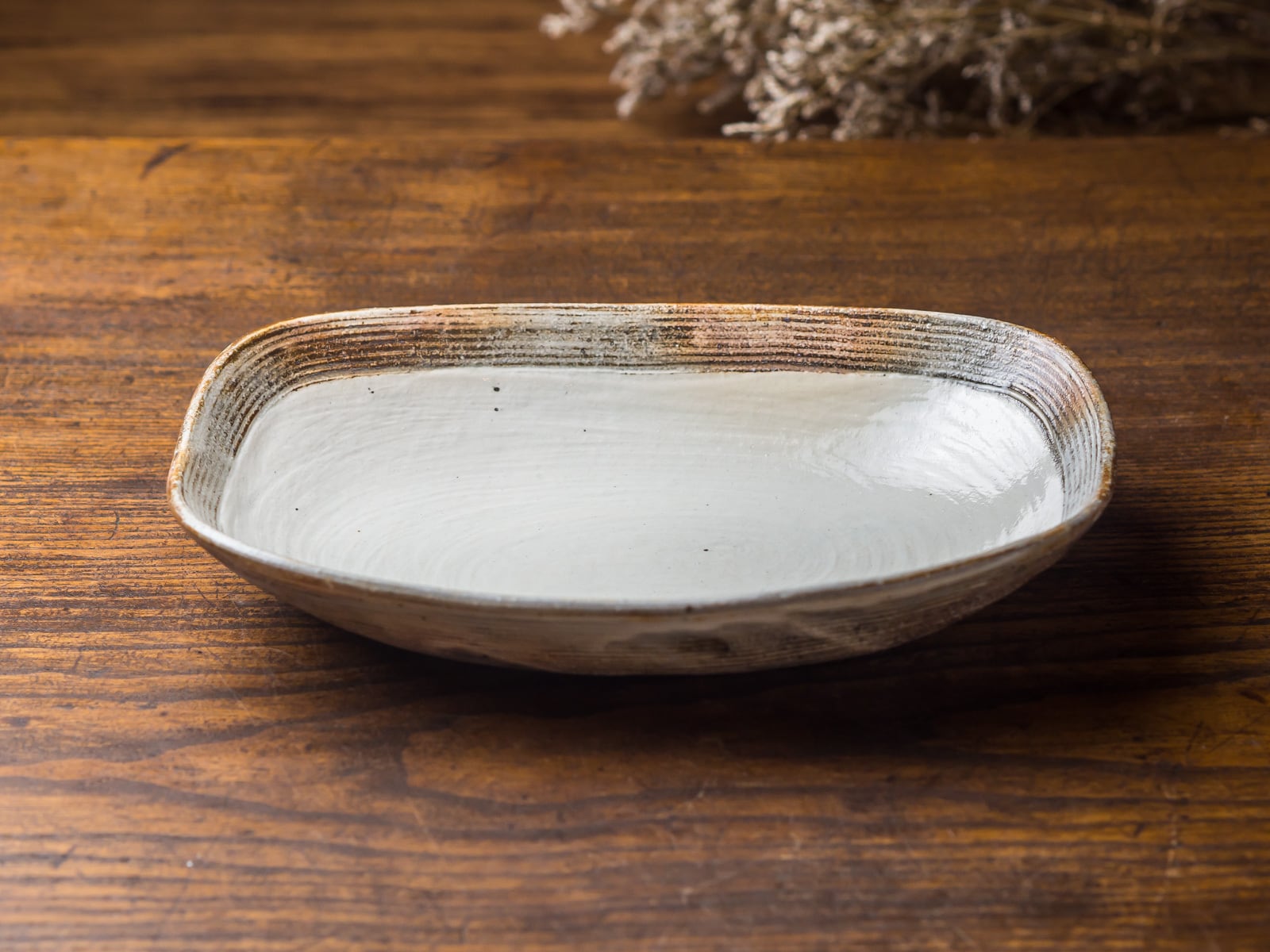 渕荒横彫 なで角長方鉢 大 （カレー皿・オーバル鉢）／古谷 浩一