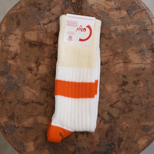 Corgi(コーギー) "Heavy Weight Cotton Rib Socks" SHORT -ORANGE×WHITE-
