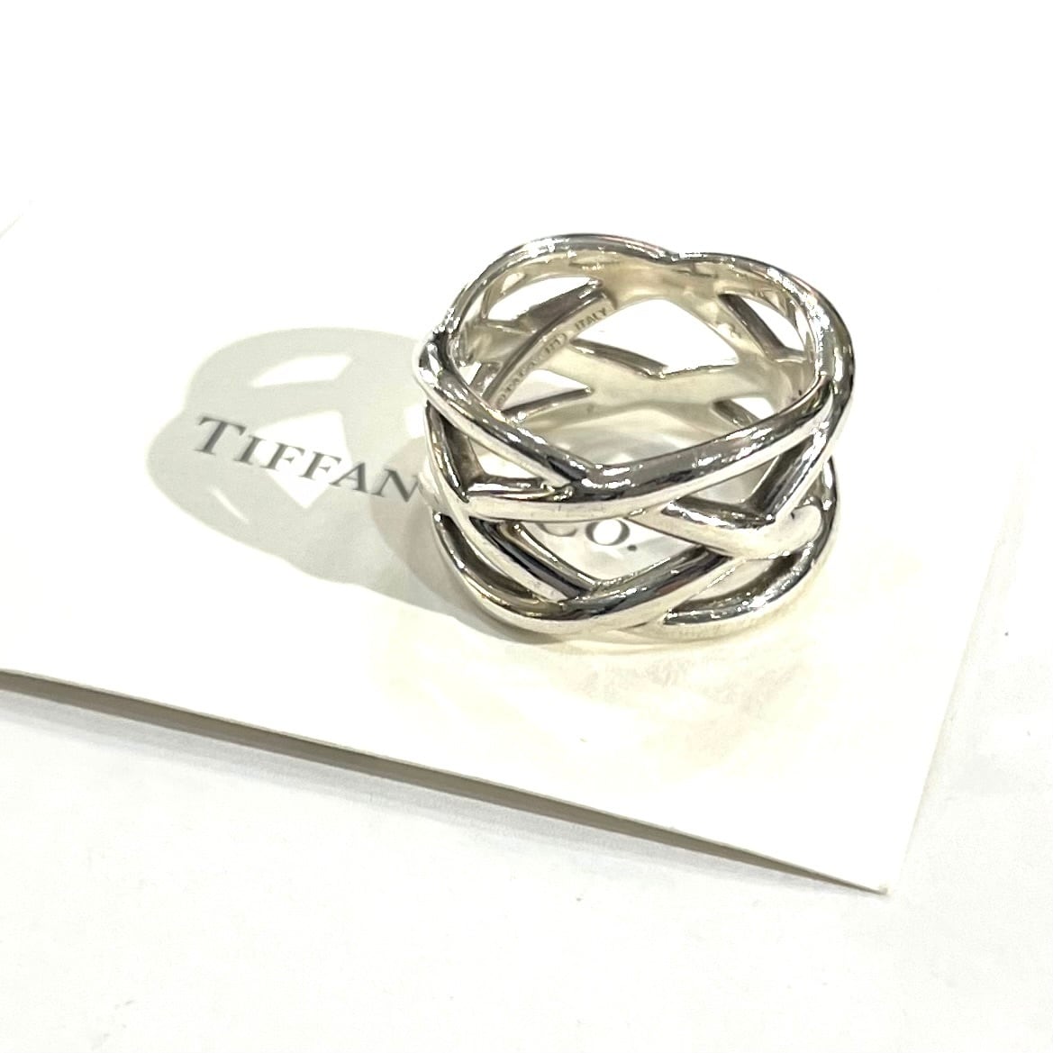 希少サイズ【TIFFANY&CO】【14号】2571 名品ケルティック 編み込み