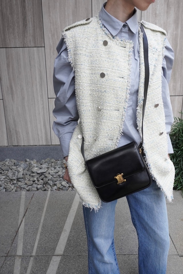 CELINE セリーヌ ショルダーバッグ ブラック トリオンフ レザー フラップ vintage ヴィンテージ オールド igefky