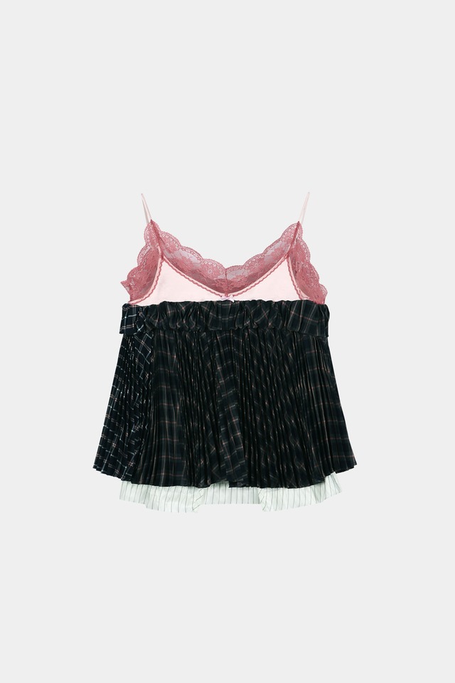 [ANDERSSON BELL] PLEATS COMBO LACE-TRIM CAMI TOP atb1576w(PINK) 正規品 韓国ブランド 韓国通販 韓国代行 韓国ファッション ANDERSSONBELL アンダーソンベル 日本 店舗
