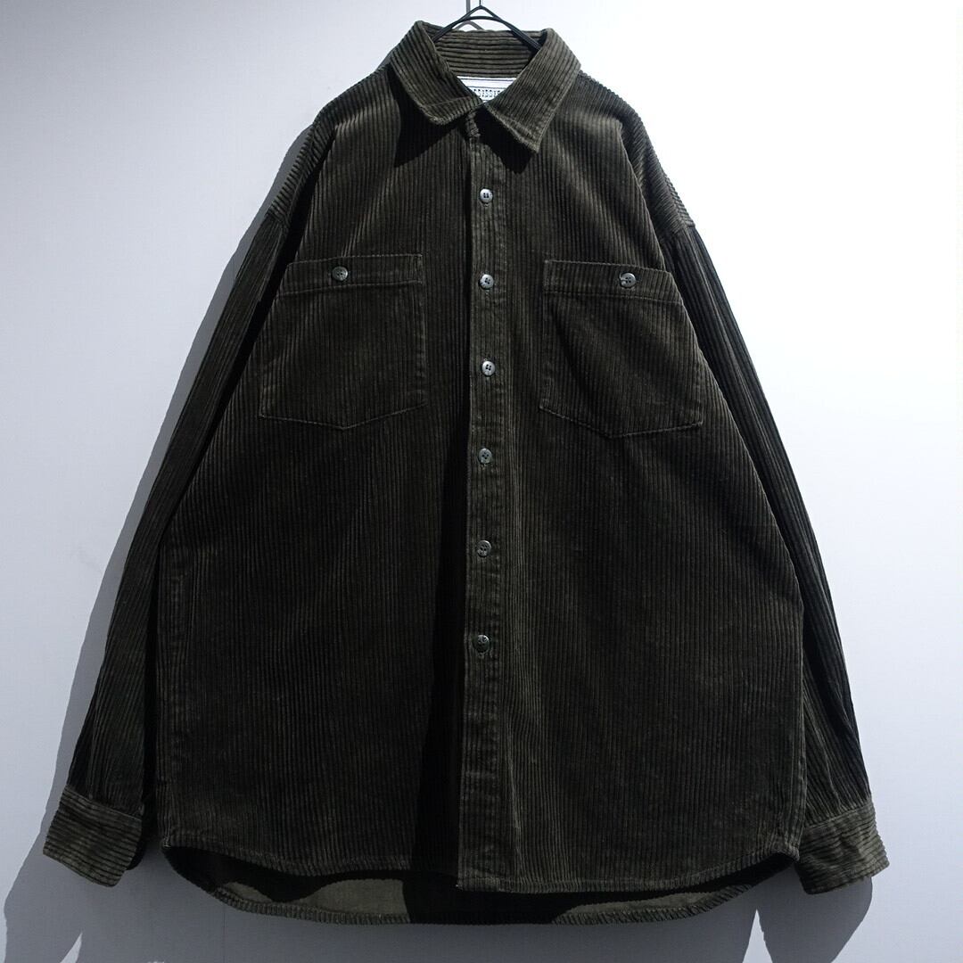 90s Moss Green Double Pocket Corduroy Shirt