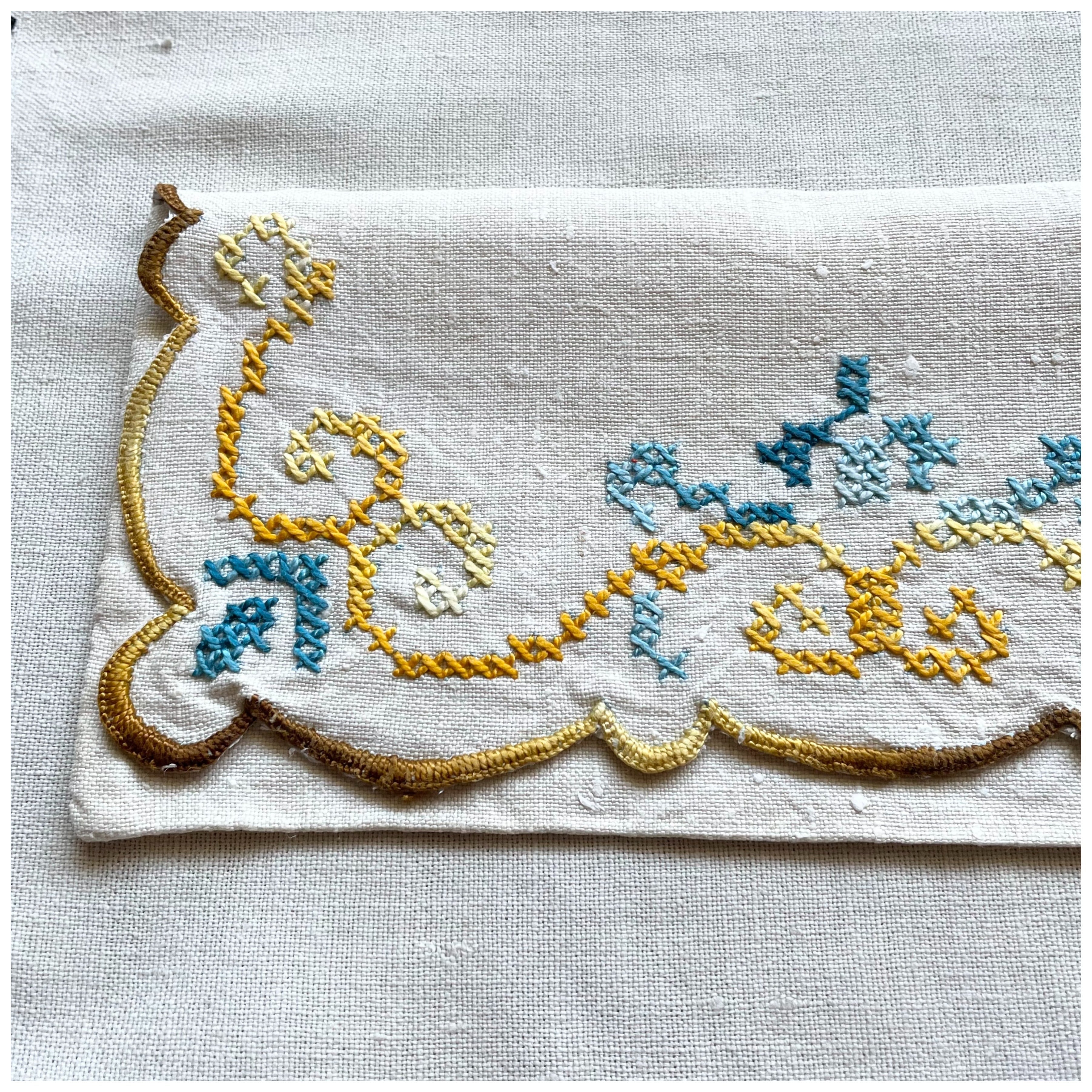 フランス買付 ヴィンテージ カトラリーケース 刺繍ポーチ クロス