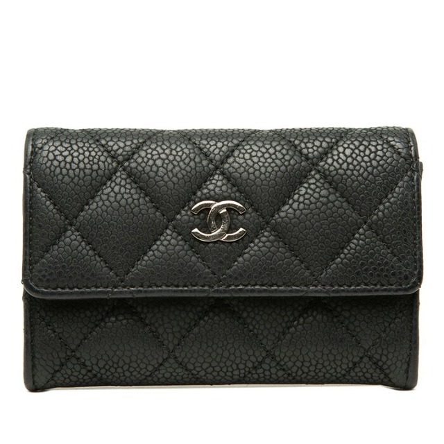 シャネル マトラッセ ココマーク カードケース コインケース 名刺入れ 小銭入れ ブラック キャビアスキン レディース CHANEL 【中古】