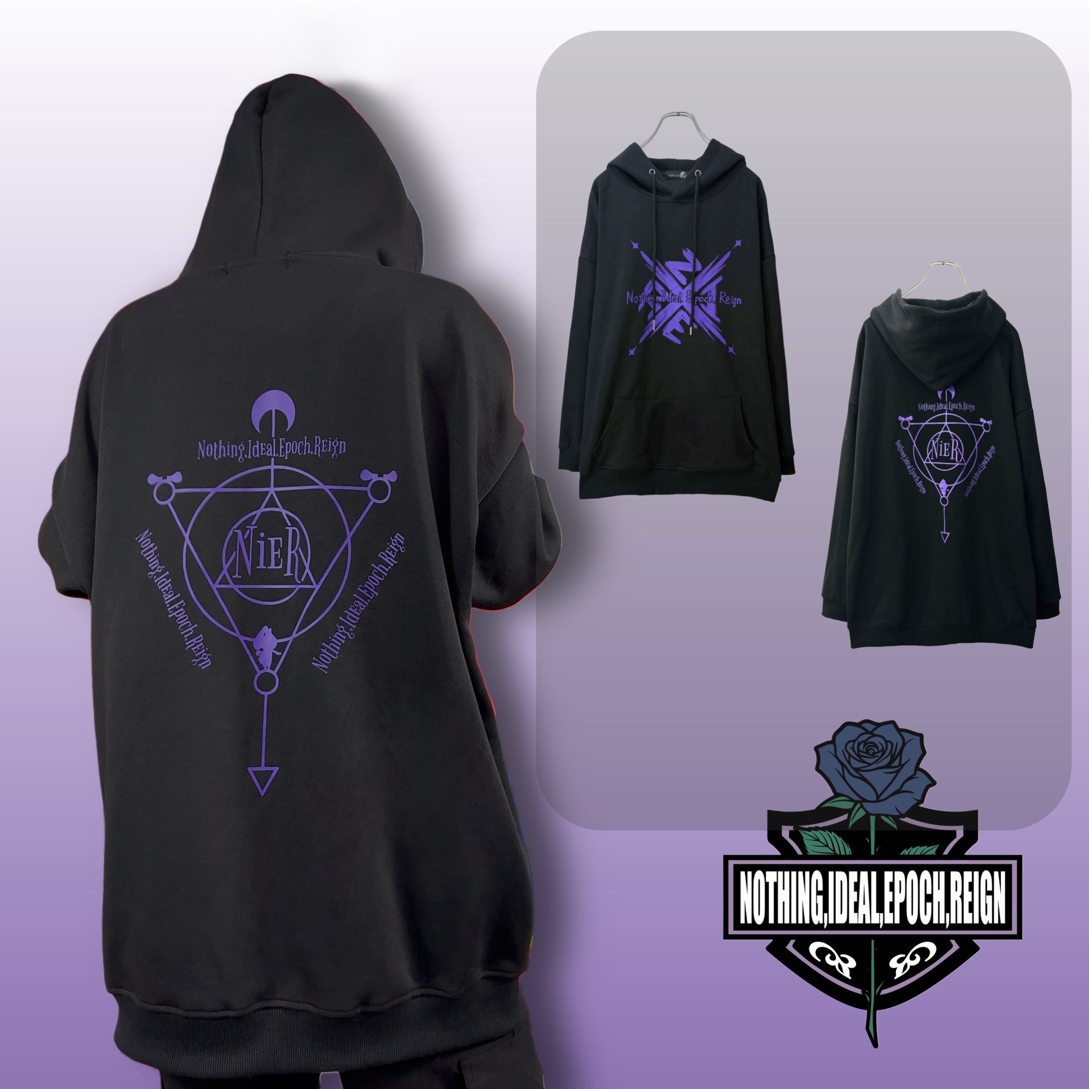PURPLE ARCANE LOGO HOODIE | NIER CLOTHING
