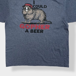 【DELTA】アニマルプリント ビーバー Tシャツ I COULD GOPHER A BEER 半袖 X-LARGE ビッグサイズ メキシコ製 デルタ US古着