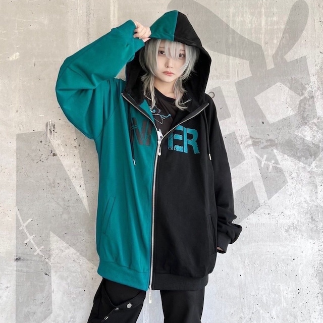 TWO-TONE DOUBLE ZIP PARKA【FACE LOGO】