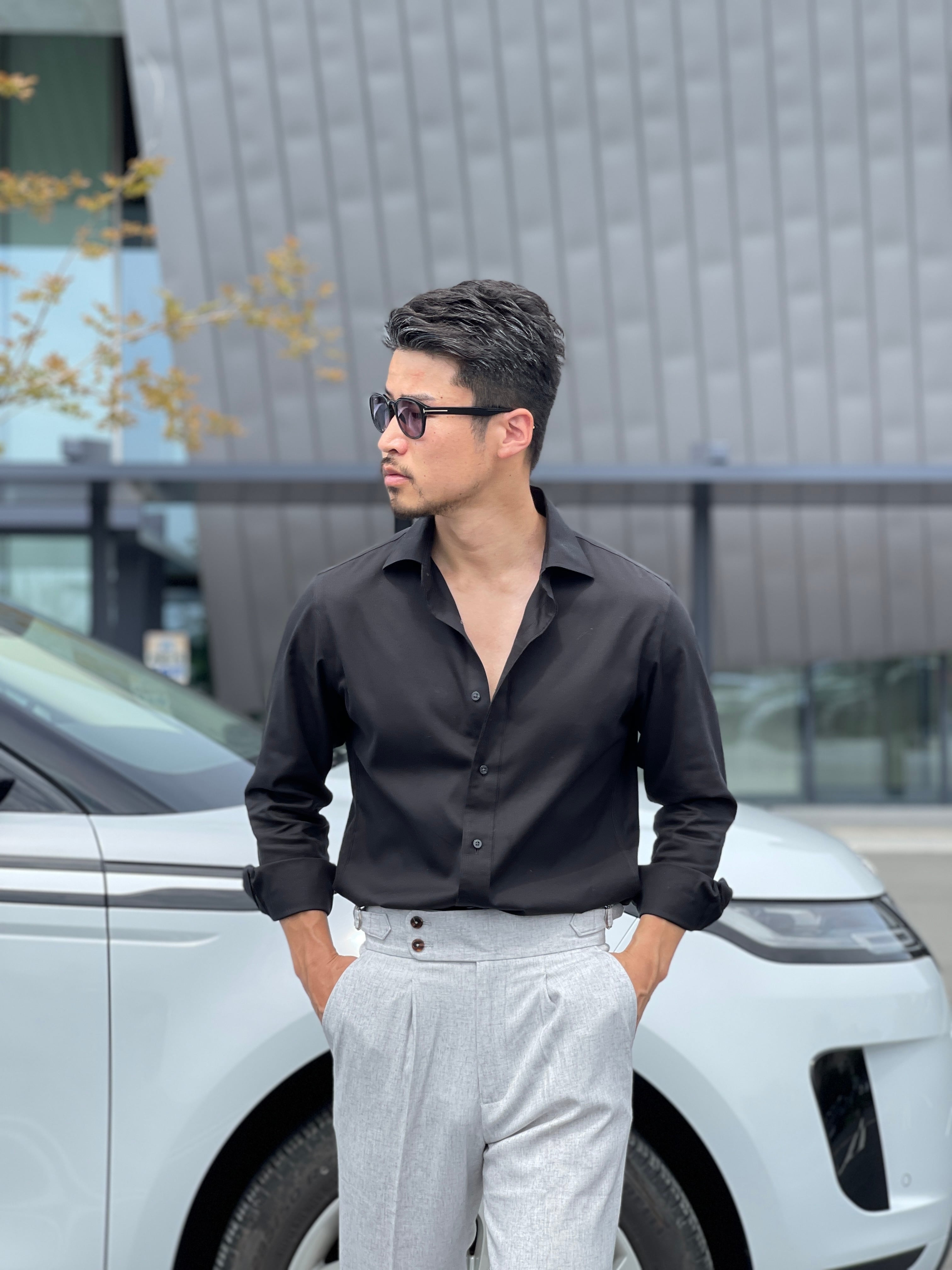 リネンブレンドベルトレススラックス | Wide Range