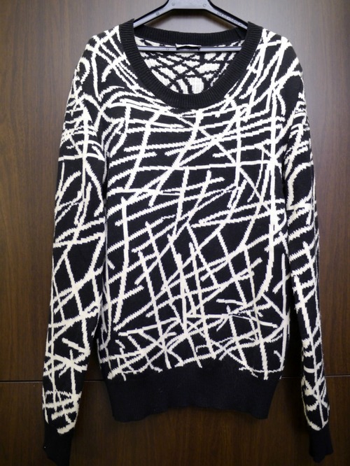 レア美品◆Dior Homme ディオールオム 変形ネック ウール ニット セーター 黒◆ 前後シンメトリー調のさりげなく個性的な上質ウールニット