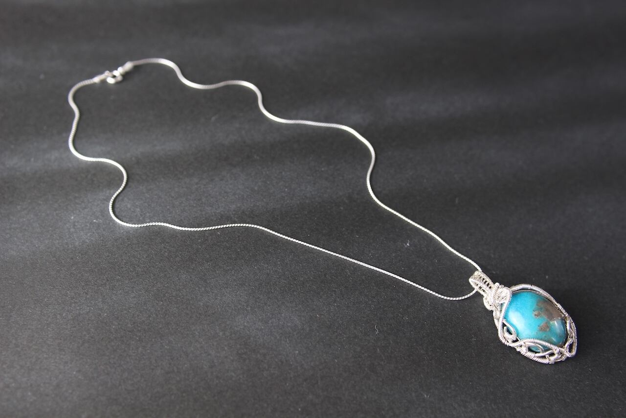 Turquoise silver925 wire wrapping pendant