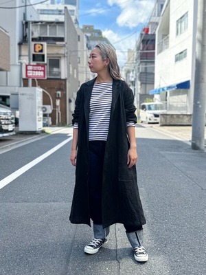 ( BLACK ) LINEN SHOP COAT