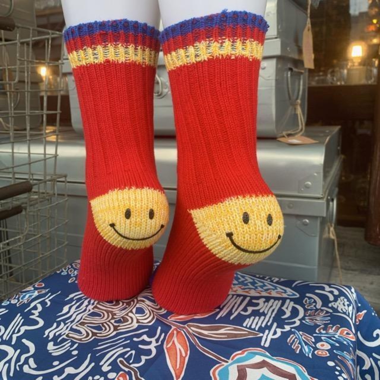 TOPANGA SOCKS　Lady's 　スマイルソックス　レッド