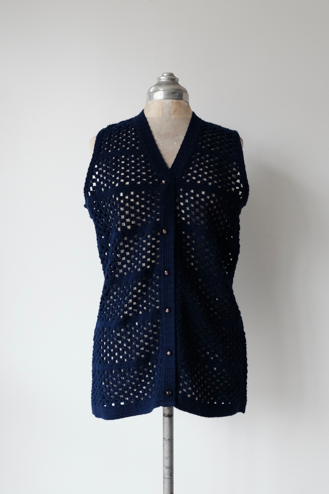 Navy blue crochet vest