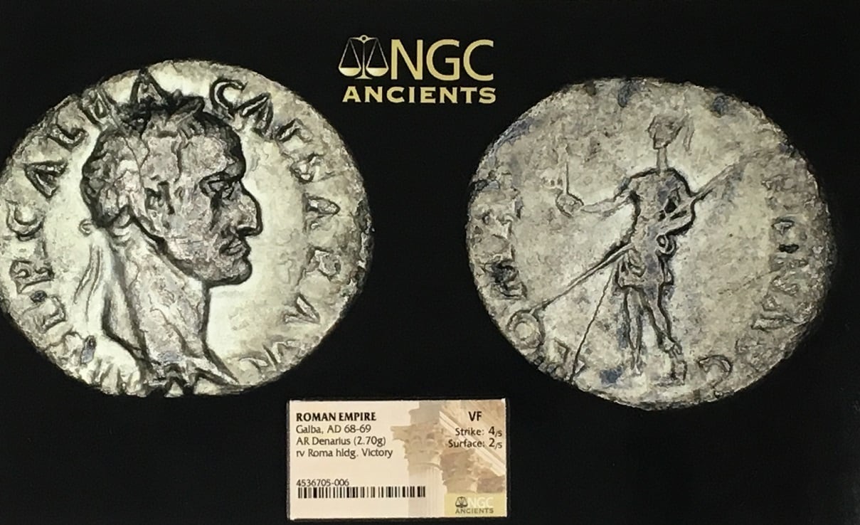 ガルバ NGC鑑定VF ローマ Denarius銀貨. Rome mint. AD 68－69 | Roma