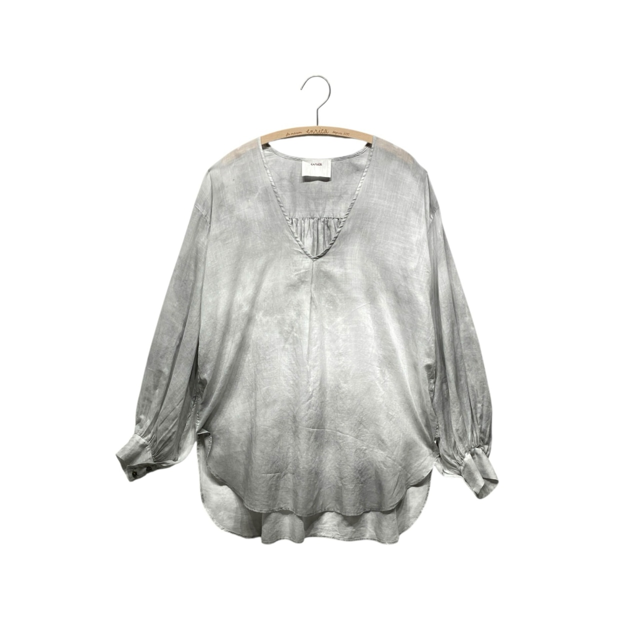 【Vネック炭染めギャザープルオーバー】TOPS154-3