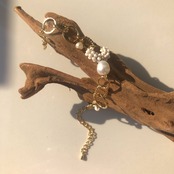 [パール × マットホワイト] ゴールドブレスレット　