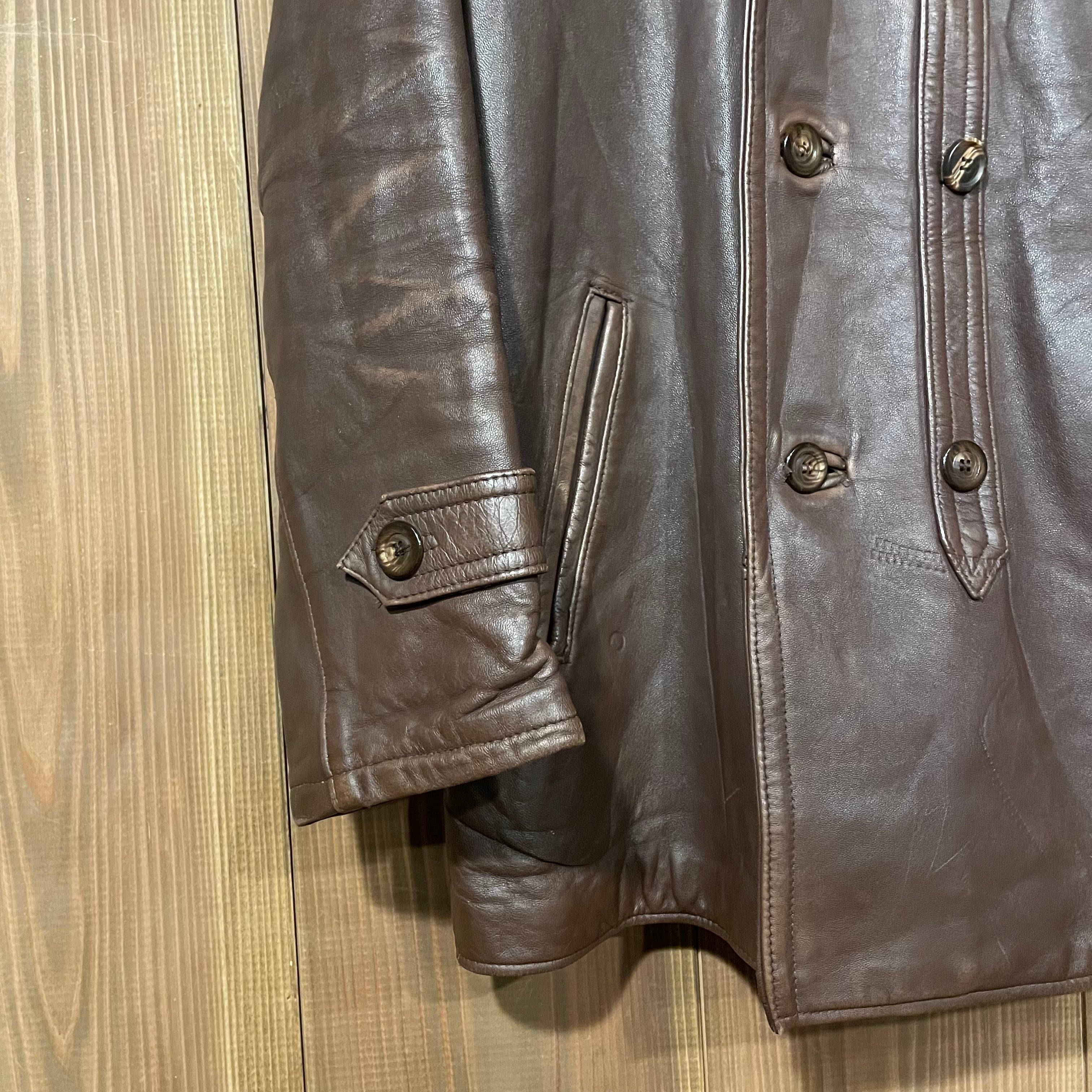 70s GVF IMPERCUIR フランス製 コルビジェジャケット レザー襟 L