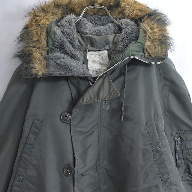 90s アメリカ製 ALPHA INDUSTRIES アルファインダストリーズ N-3B フライトジャケット ヴィンテージ ミリタリー オリーブ ビンテージ USA古着 メンズXL～相当