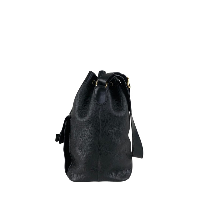 CELINE セリーヌ ショルダーバッグ ブラック ガンチーニ レザー 巾着 フロントポケット vintage ヴィンテージ オールド 3gt2jh