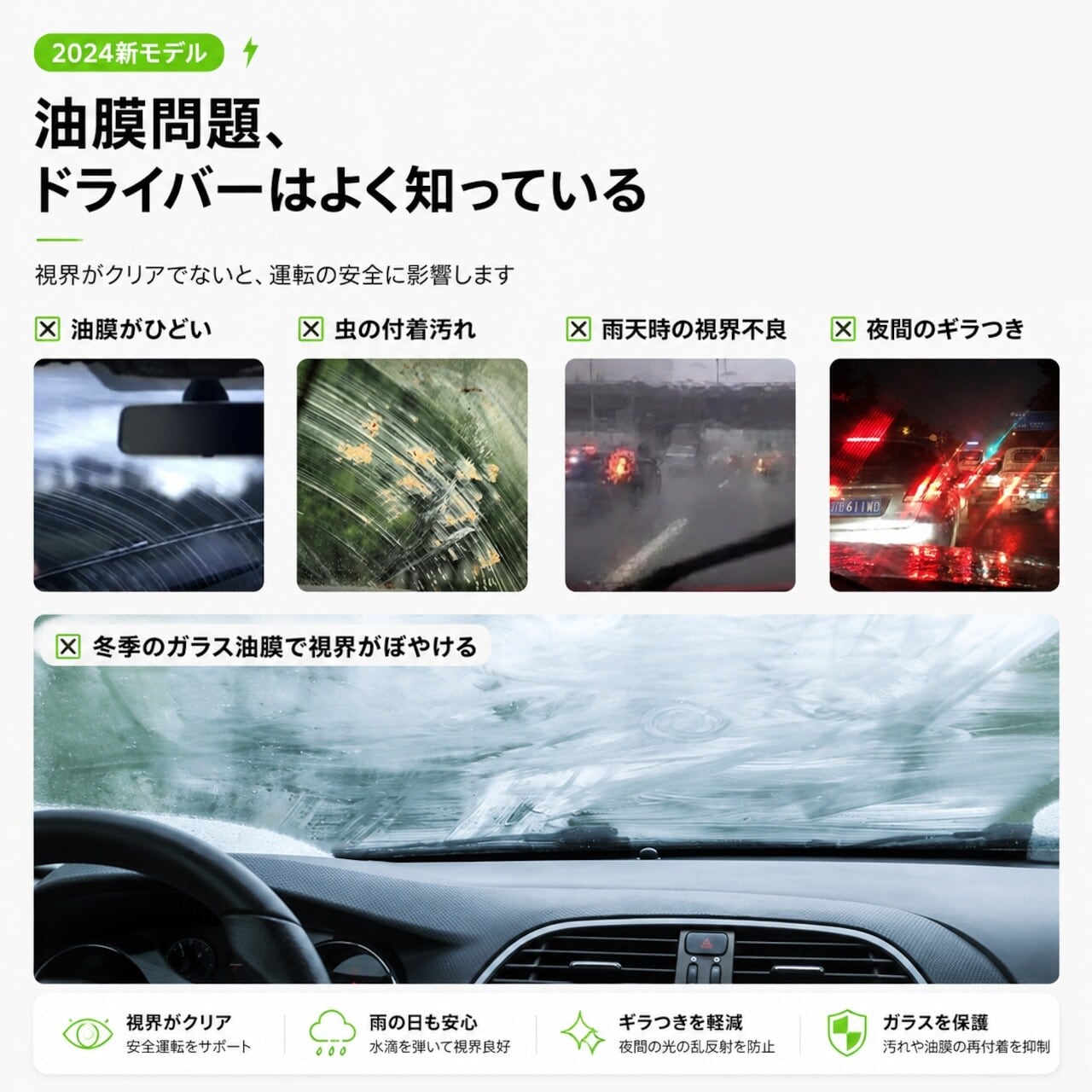 K35.車用フロントガラスクリーナー｜油膜除去＆強力洗浄 120ml -40