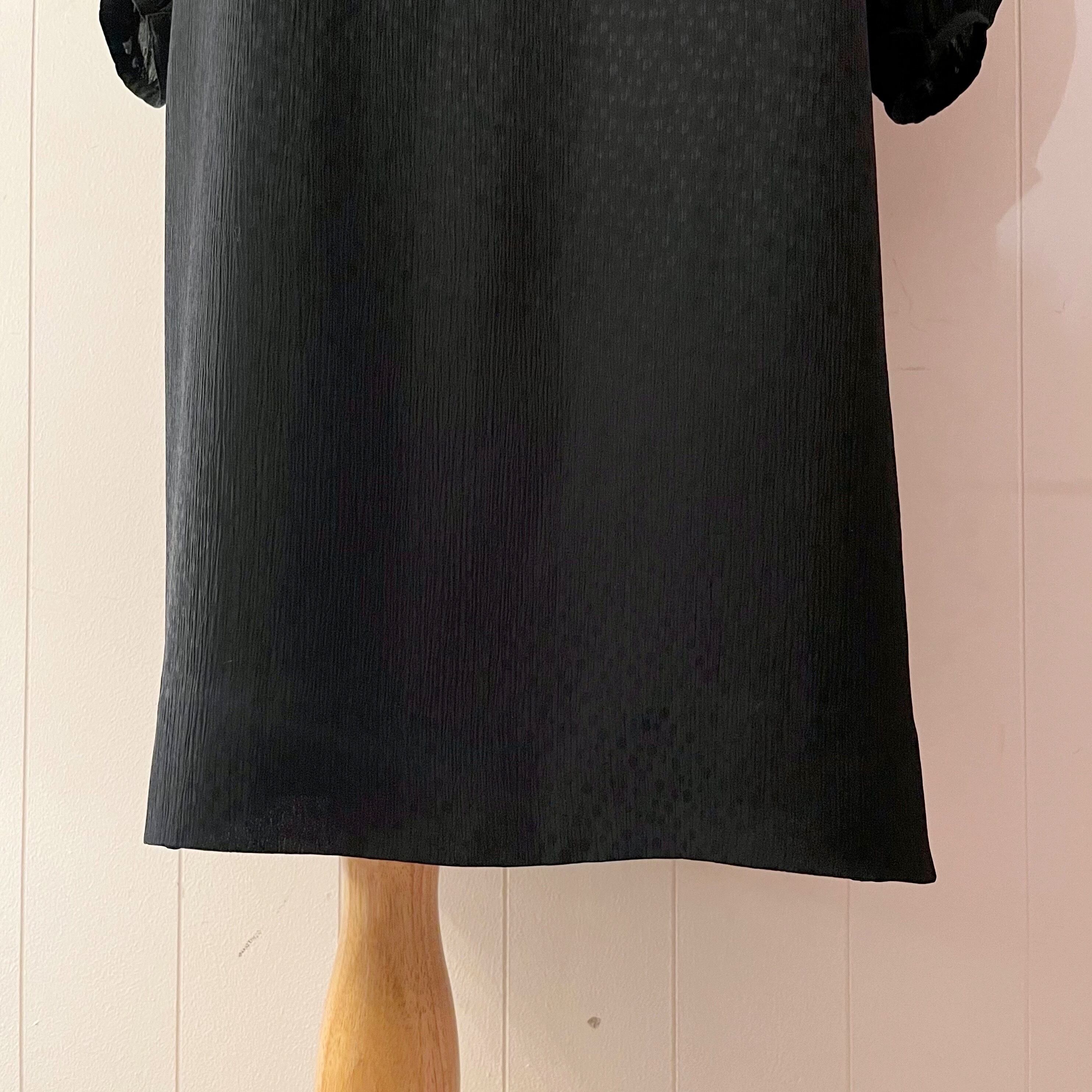 black frill collar flare one-piece