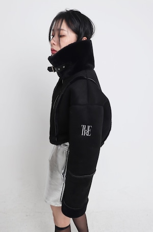 [T.U.R.E] cropped suede fur mustang black 正規韓国ブランド 韓国ファッション 韓国代行