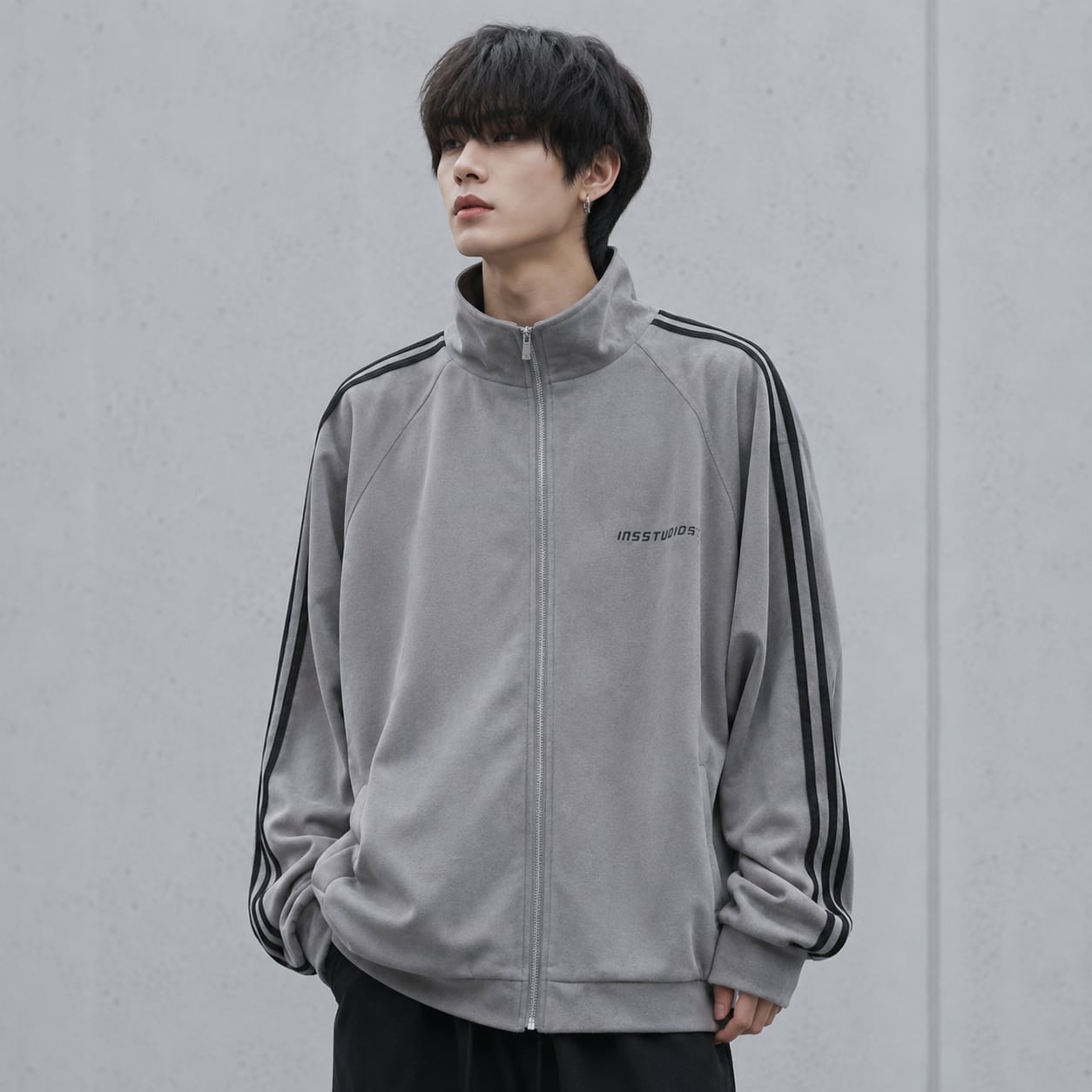 Striped suede zip jacket 0001