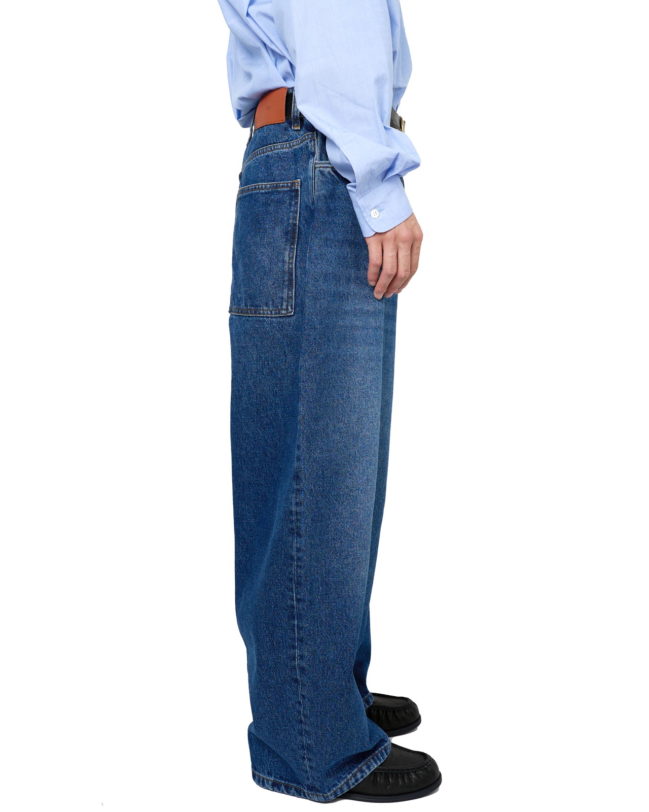 STUDIO NICHOLSON "PAOLO" DENIM PANT IN WORN WASH INDIGO