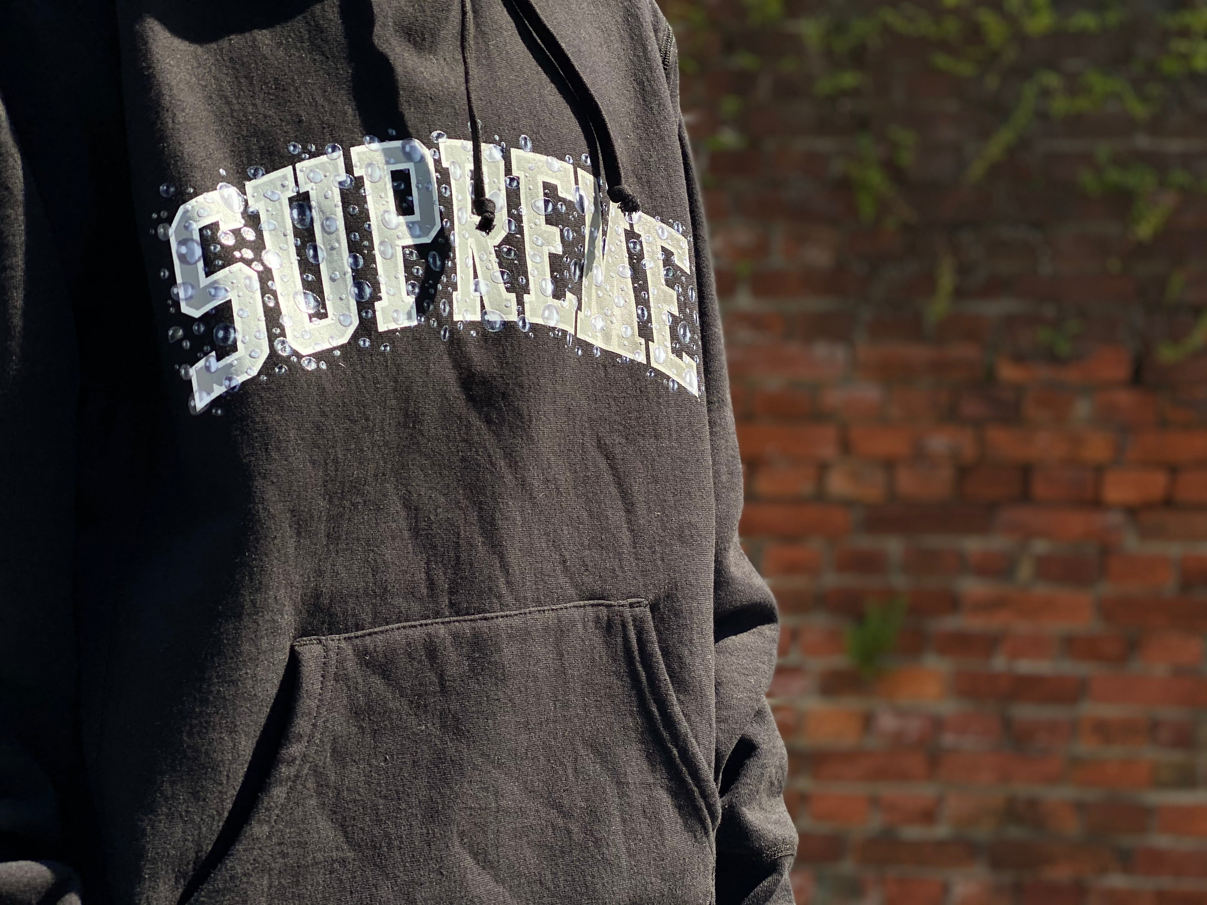 Supreme 18AW WATER ARC HOODED SWEATSHIRT BLACK MEDIUM 140ID4330  