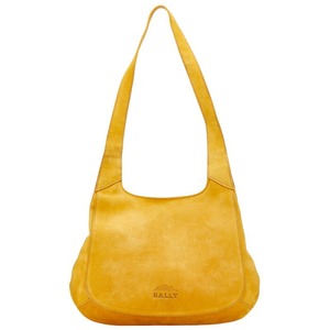 バリー ロゴ ショルダーバッグ イエロー スウェット レザー レディース BALLY 【中古】