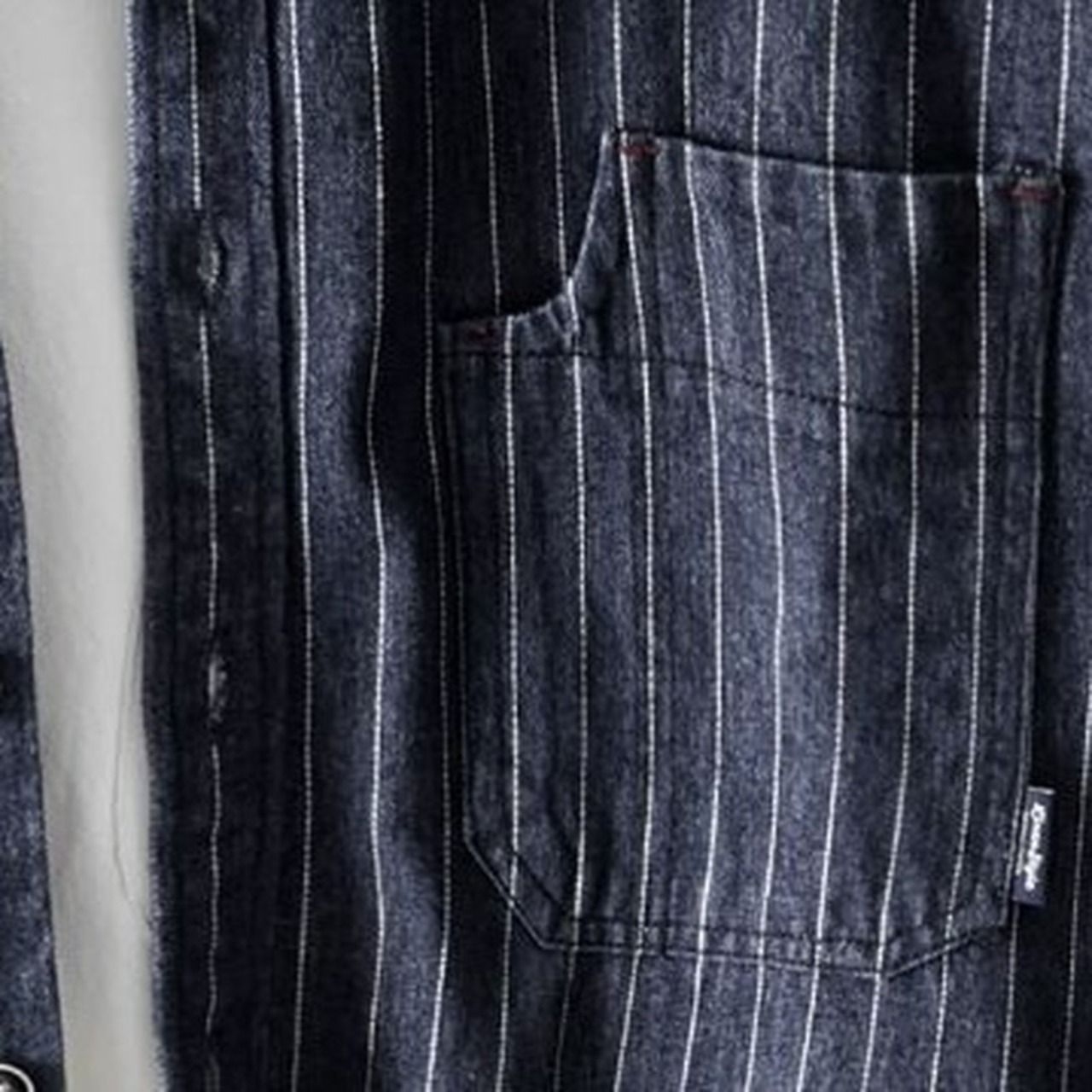 Stripe Pattern Denim Button-Down Shirt ◇2color H0753