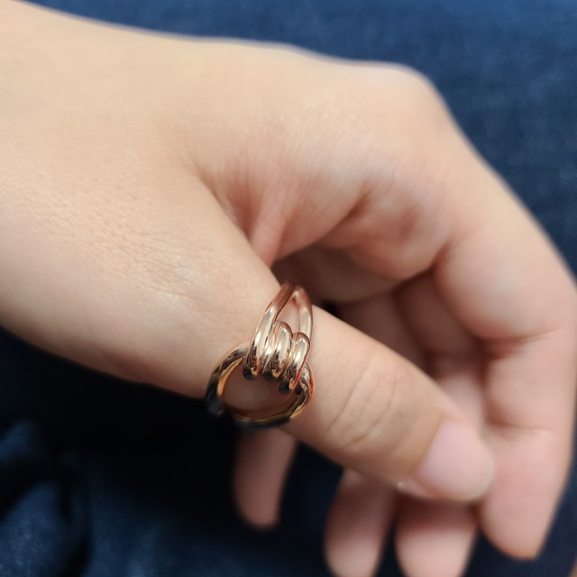 大人クール?大ぶりのノットサムリング ピンクゴールド《送料無料》