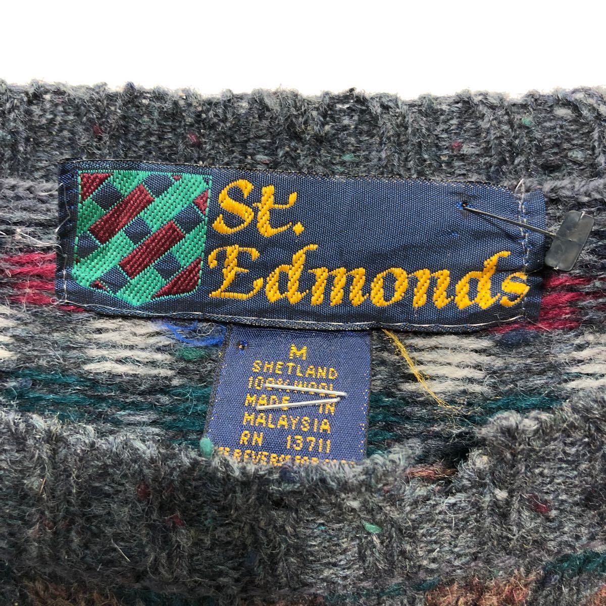 St.Edmonds ウールニット セーター M グレー ネイビー グリーン