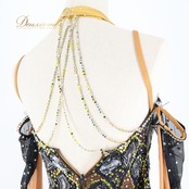 社交ダンス 衣装 タカダンス TAKDANACE スタンダードドレス ドレス スタンダード ワンピース ゴールド 金 黒 ブラック フロート レース 光沢 デモ 競技 ダンス パーティ 発表会 ブラック系 ゴールド系 高級感 大きなリボン ペチコート フォーマル おしゃれ 大人用