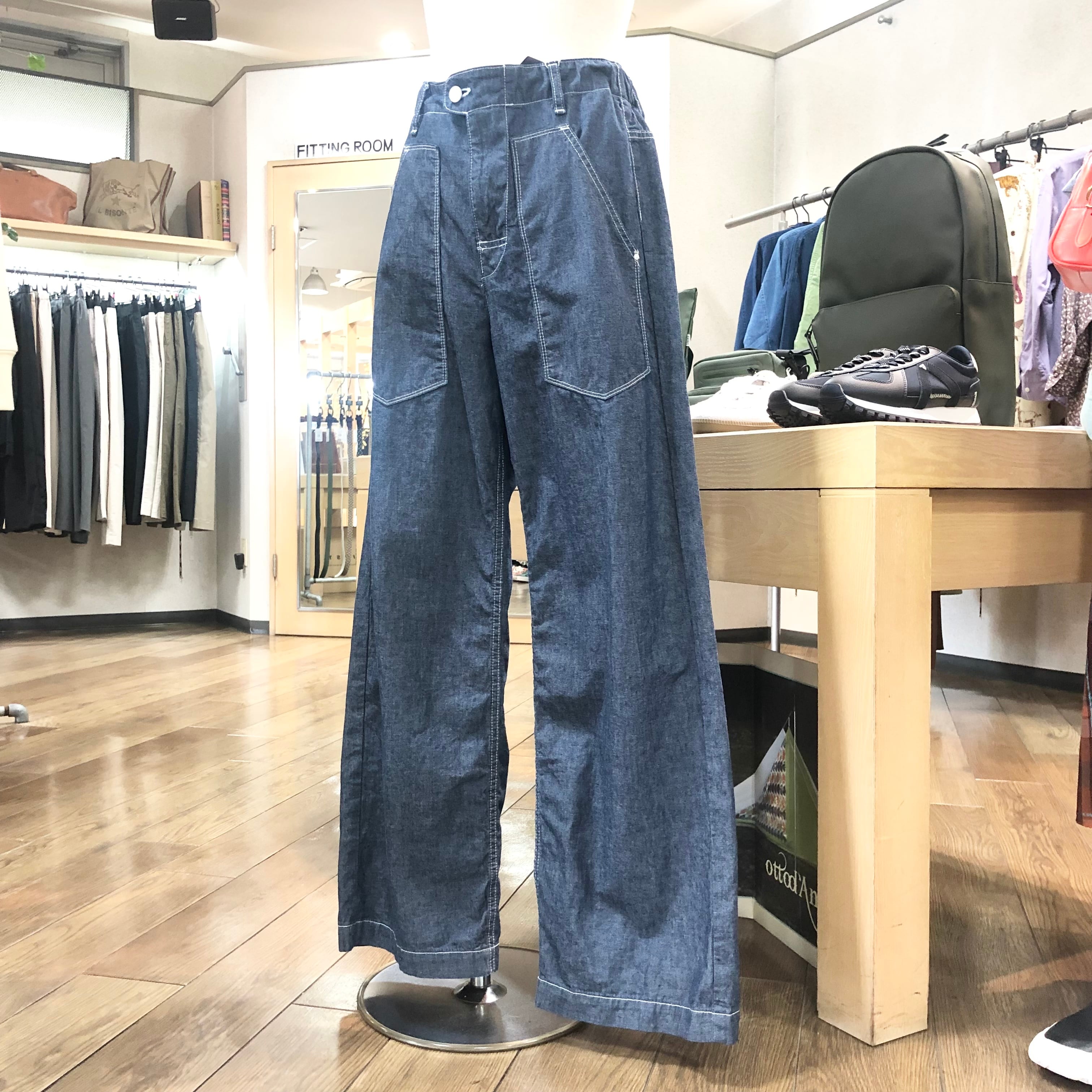 RaPPELER ラプレ ダンガリー ドロスト トラウザーパンツ　SIZE 36 COL ネイビー/ホワイト