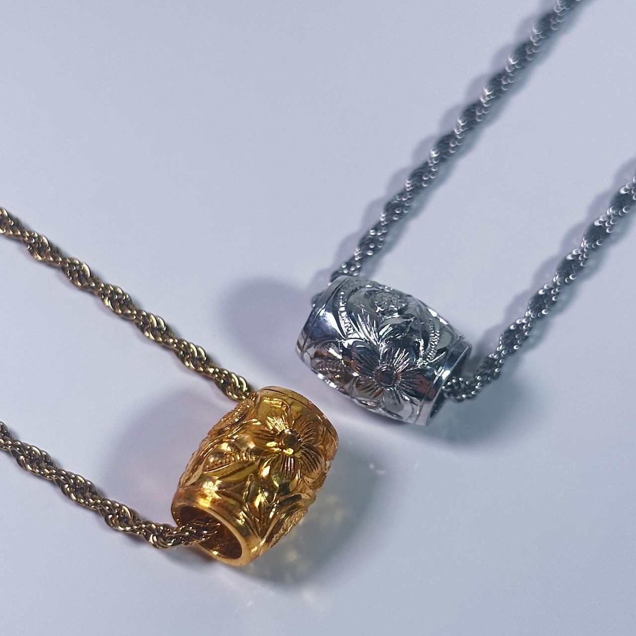 Classic Barrel Necklace -Silver-