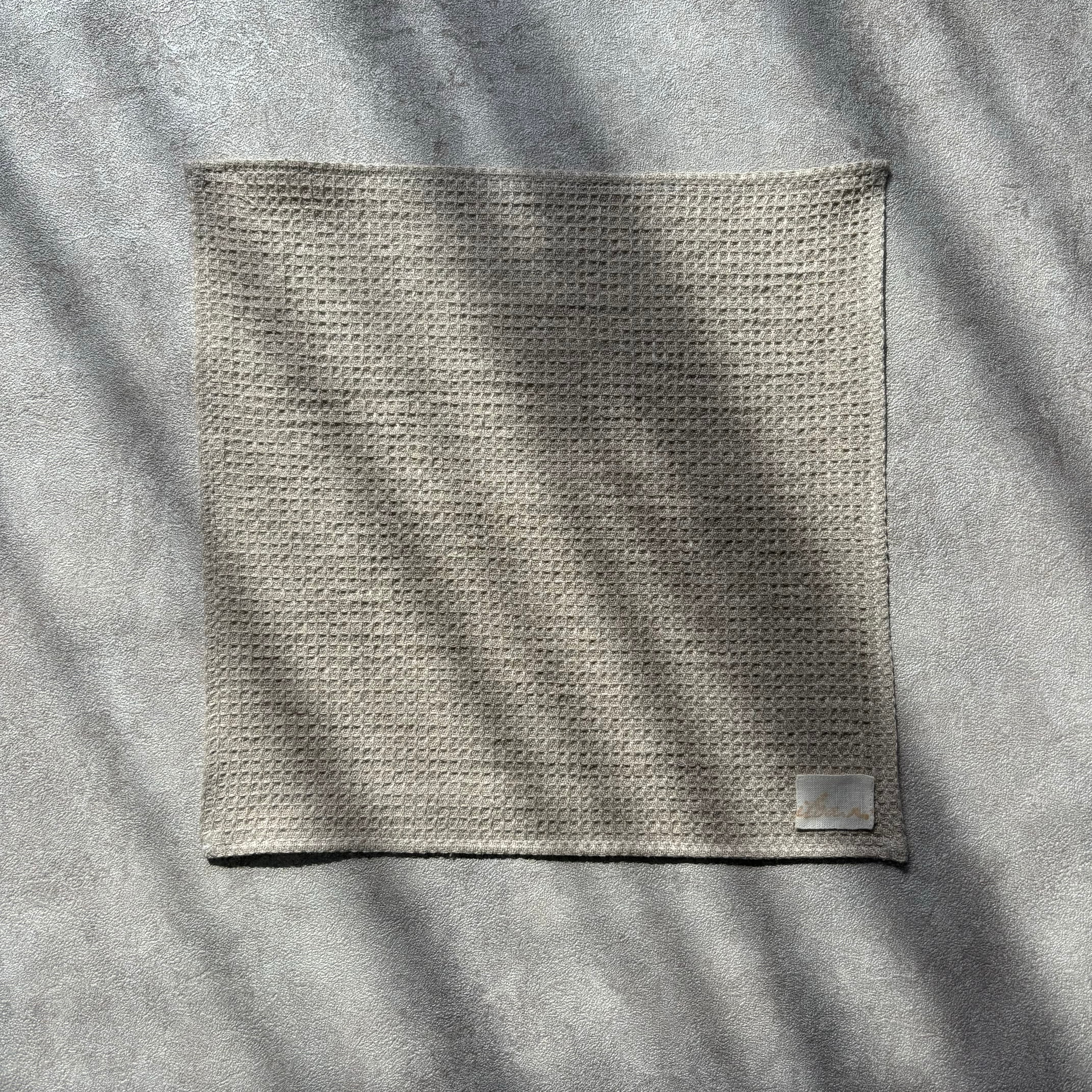 リネンワッフルハンカチ 30cm×30cm リネン100% color : キナリ