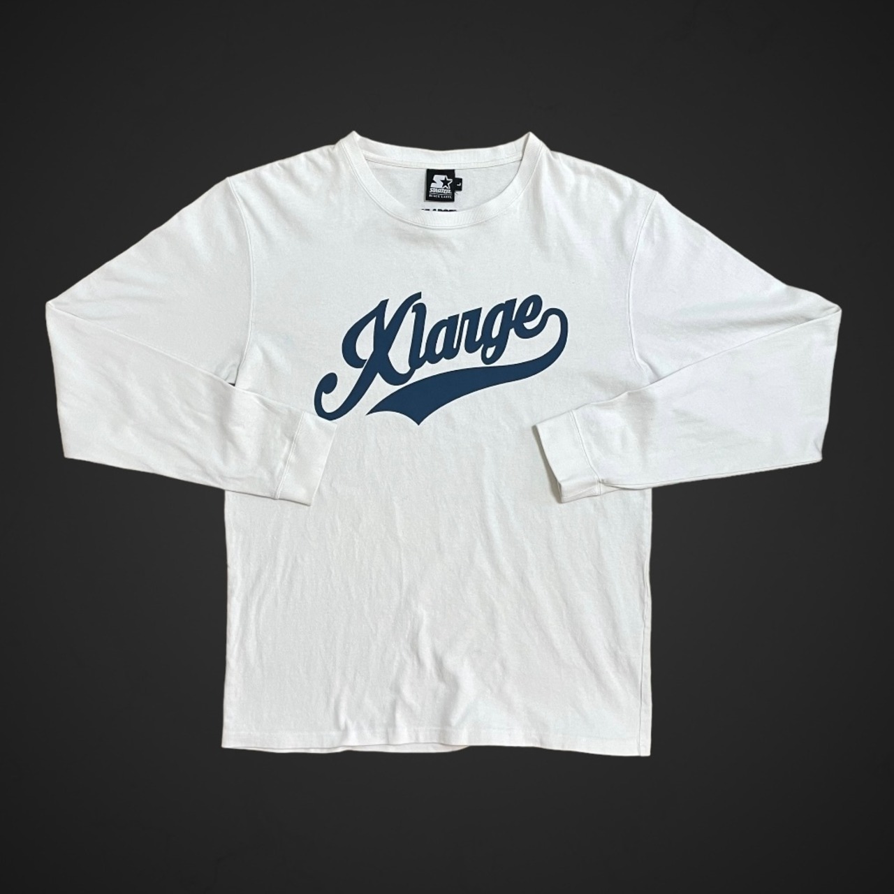 STARTER BLACK LABEL/XLARGE コラボ ロングスリーブTシャツ LONG SLEEVE ロンT  長袖 刺繍ロゴ プリント ベースボールロゴ スターター エクストララージ L ホワイト US古着