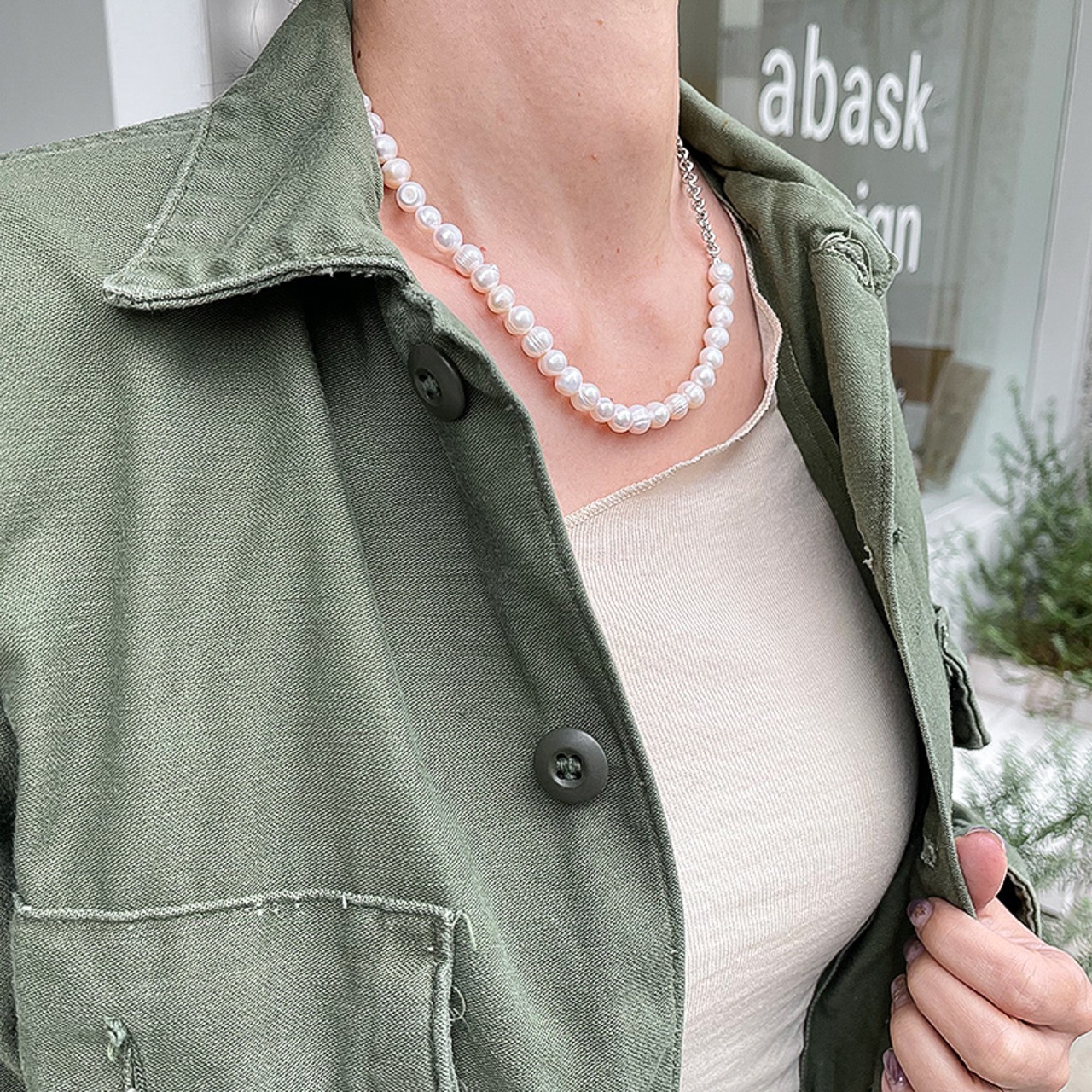 【ネコポス便】マンテルチェーン淡水パールネックレス　1655