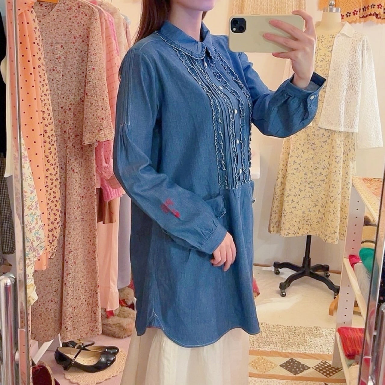 PINKHOUSE / frill pocket denim blouse