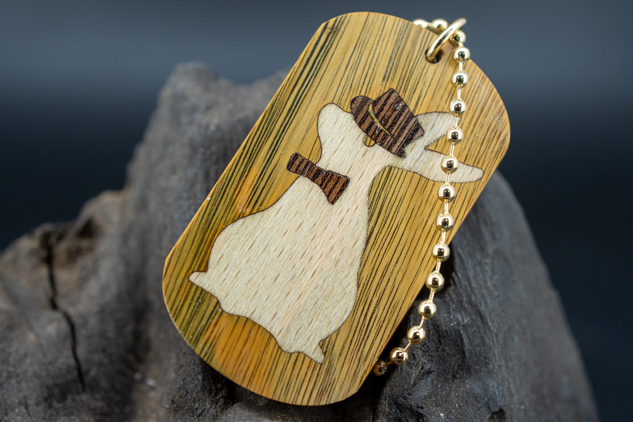 【翡翠の木】 パロサント ドッグタグ 象嵌 三月ウサギ