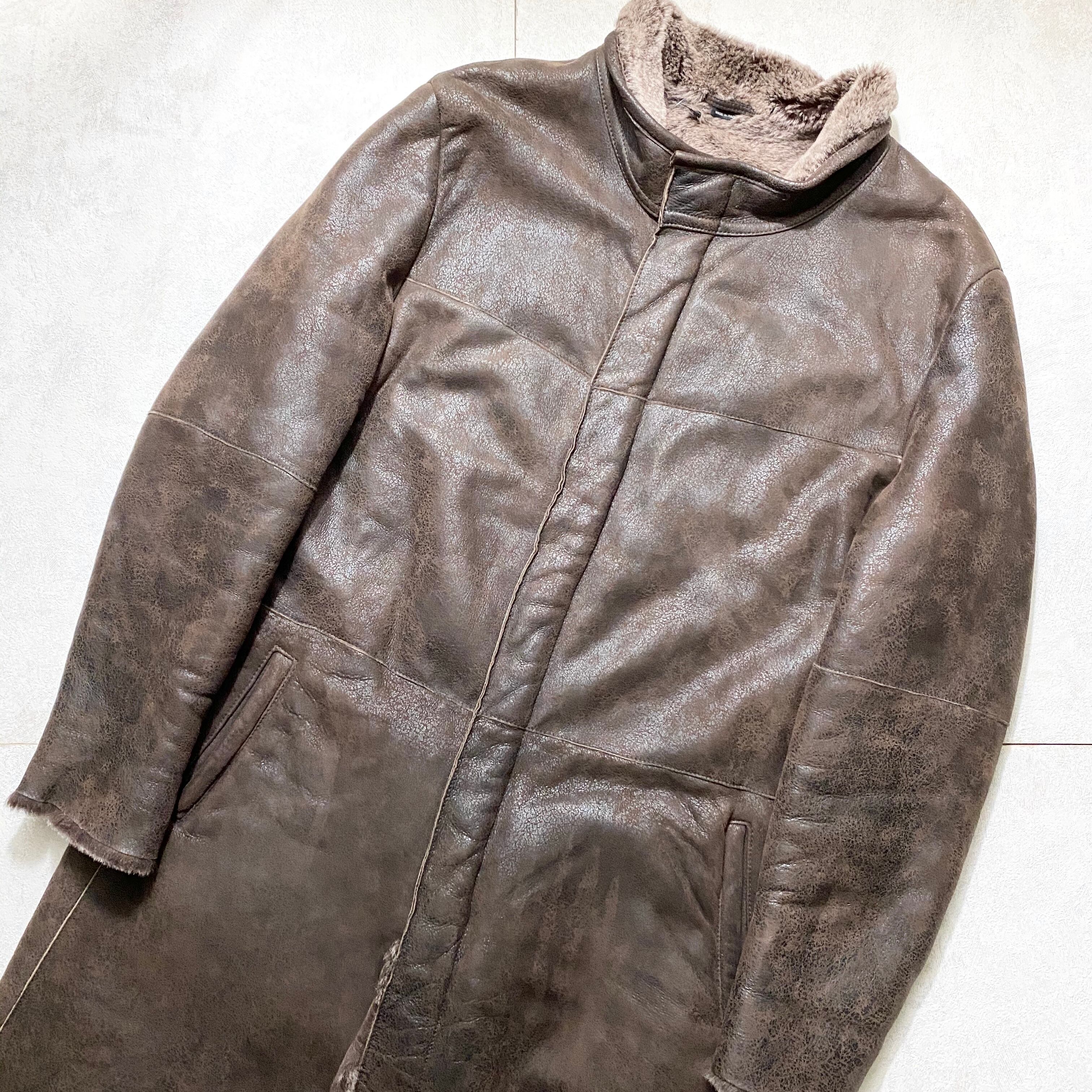 vintage EMPORIO ARMANI crack mouton coat | NOIR ONLINE