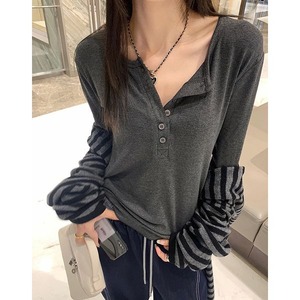 Henley Neck Tops 501986