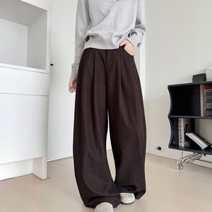 コーデュロイ ワイドパンツ レディース 春秋冬 韓国 きれいめ 大人 カジュアル シンプル ゆったり リラックス 体型カバー タック入り パンツ 厚手 大人可愛い 大人女子