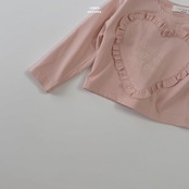 韓国子供服 / LINDO / ハーツフリルTシャツ / 秋服 *XS~XL*