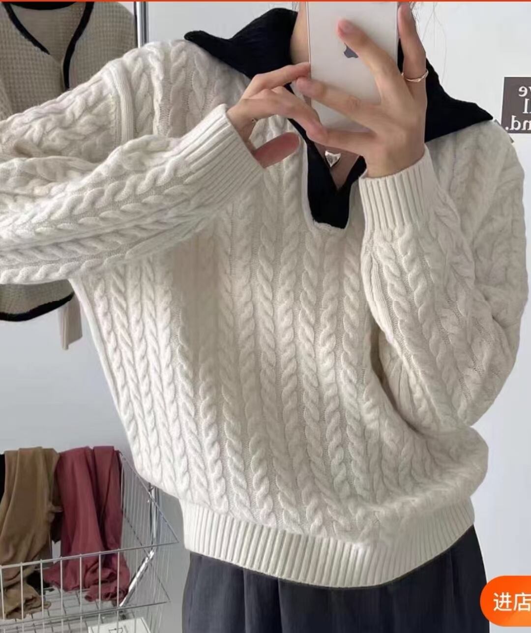 襟配色ニット  AJ1079-801