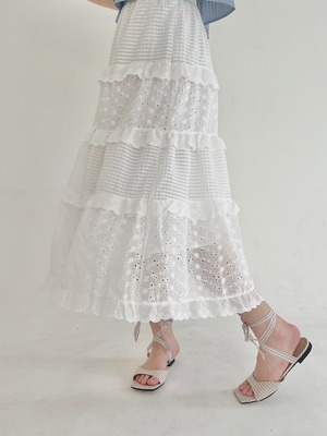 【GiGi viora】cotton lace flare skirt　(LAST1)