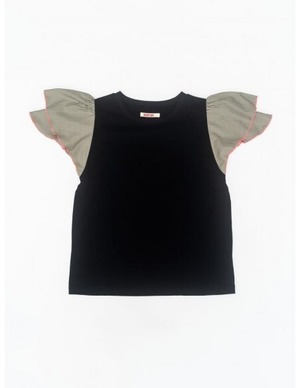 【KoQueliKo】Flare niko T-shirt -black-フレアニコTシャツ ブラック-